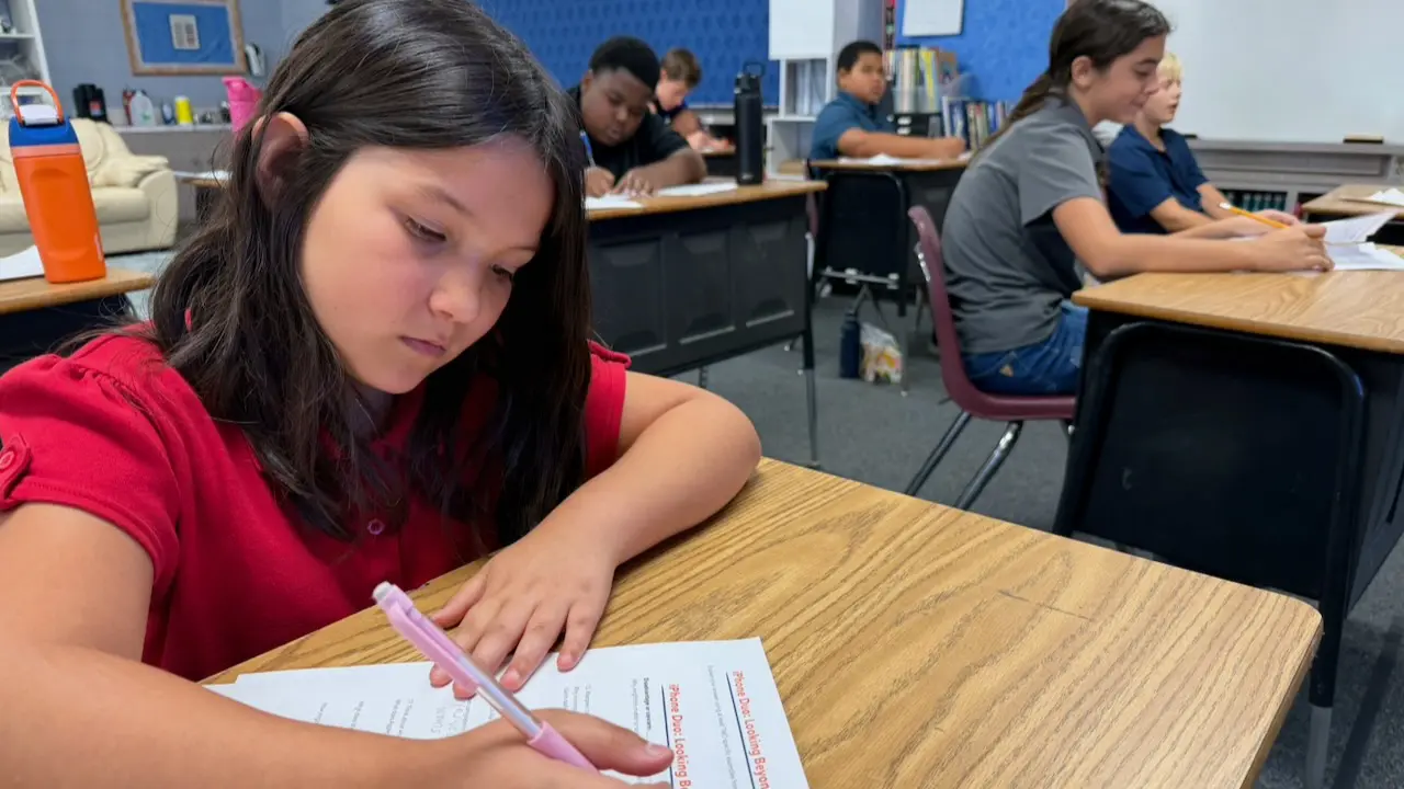 Student working in the classroom