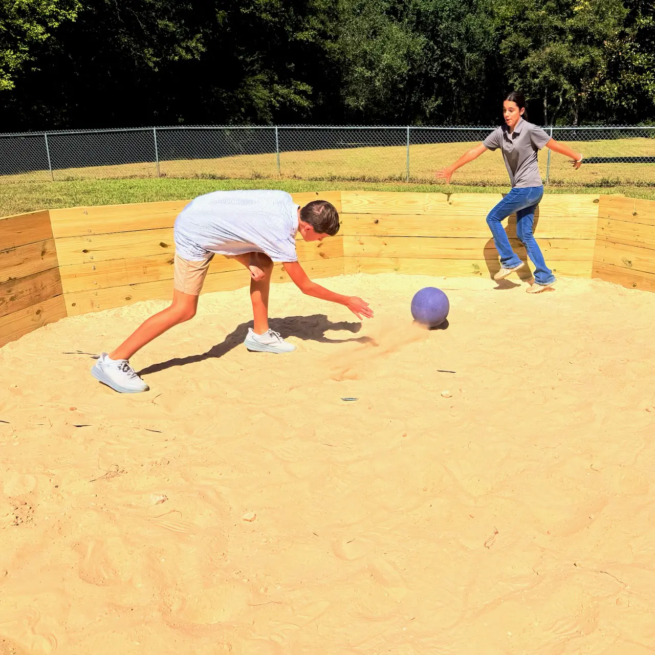 Students playing gaga ball at Cypress Bend Adventist Elementary in Jefferson, TX